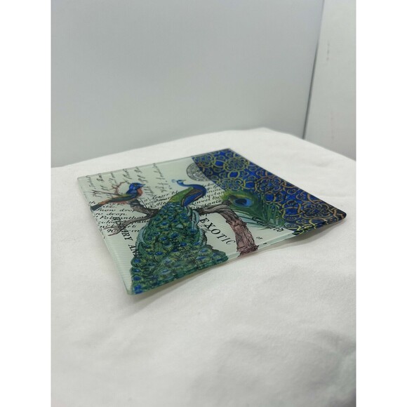 Michael Design Works Peacock‎ Trinket Glass Tray 6 3/4" Diameter GAR2-250 - Picture 3 of 7